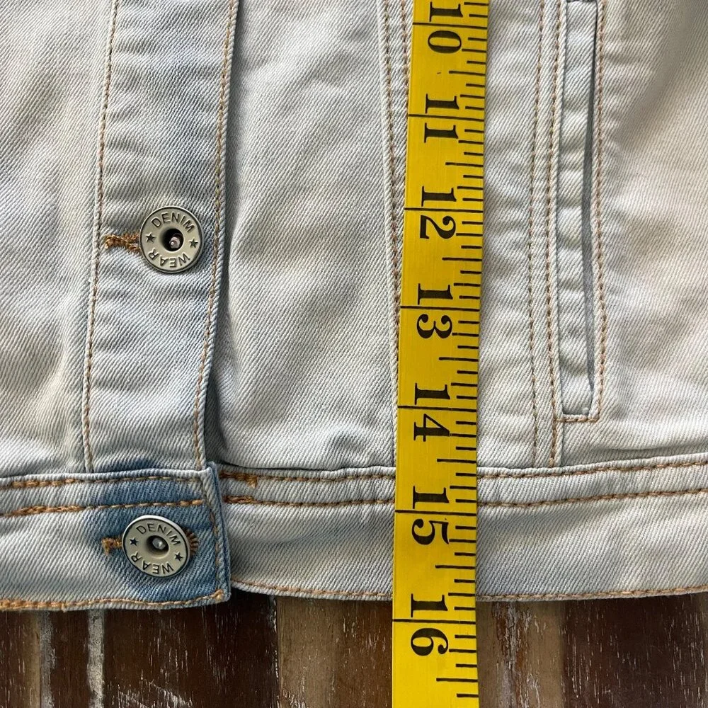Mayoral Girls Denim Vest Size 10 Pearl Studded Light Wash Jean Jacket Western